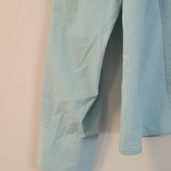 Ricki’s XXL Blouse Blue Button Up Textured Business Casual Office Chic Coastal - Picture 4 of 12